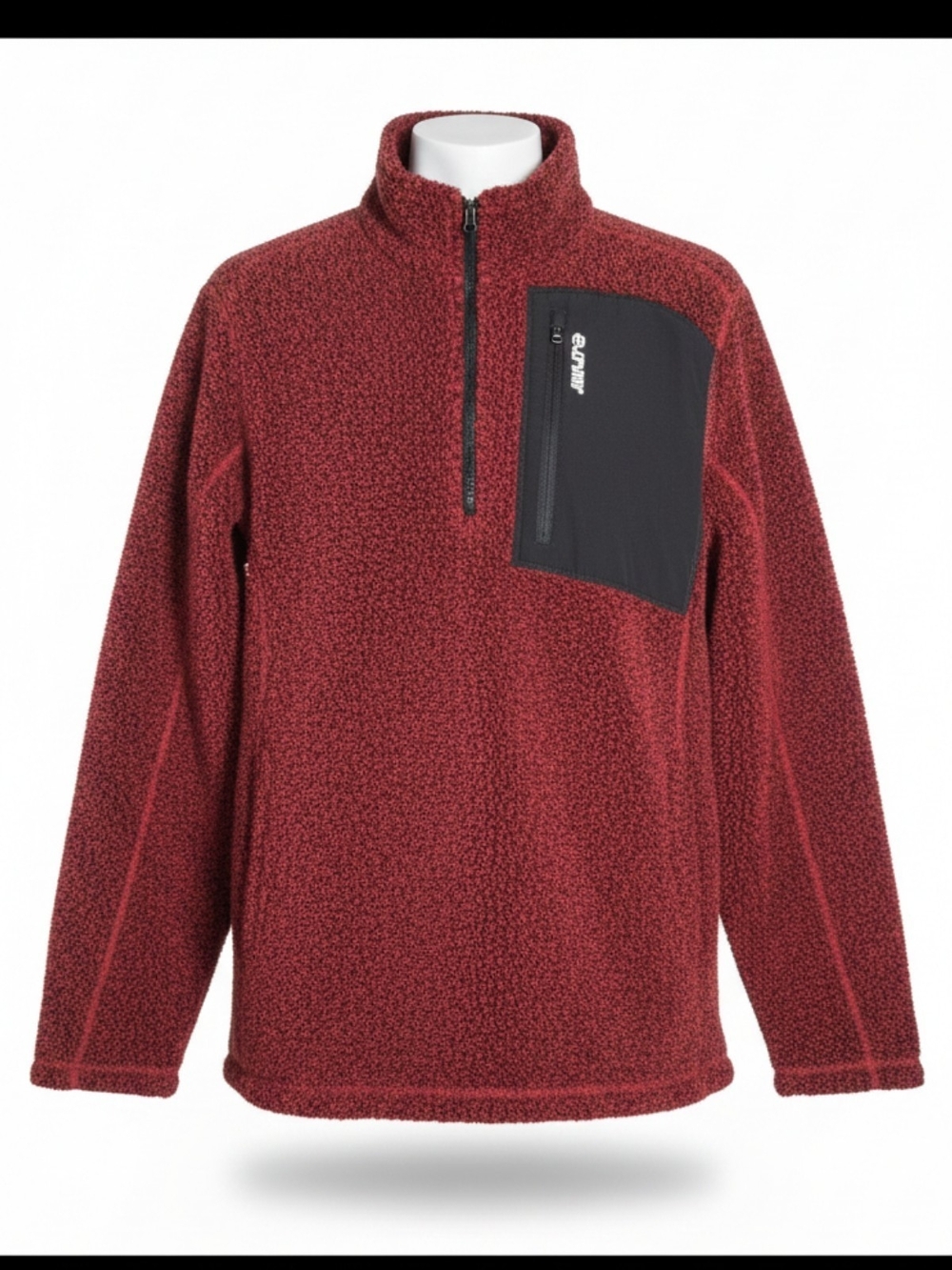Hi-Tec Burgundy Sherpa Quarter-Zip Pullover with Black Chest Pocket